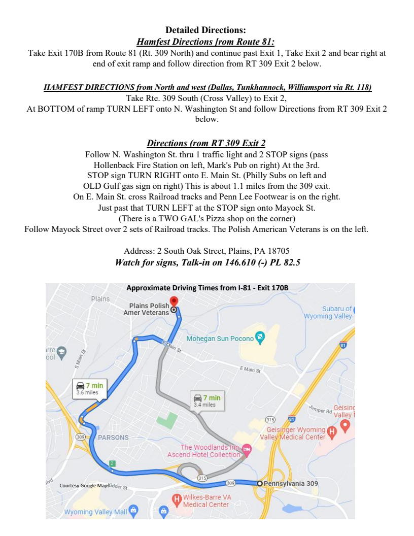Hamfest directions